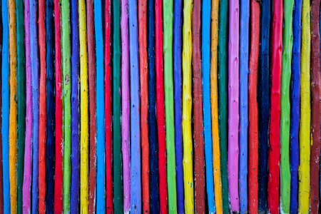 Multicolored wooden fence backgroundの写真素材