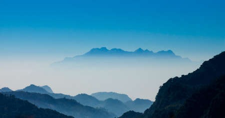 mountain range and morning mistの写真素材
