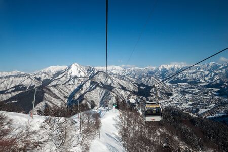 YUZAWA, JAPAN - February 8,2016 : Gondola lift to Gala Yuzawa ski resort in Yuzawa town, Niigata Prefecture, Japanのeditorial素材