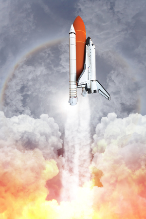 Space shuttle taking off to the sky ( NASA image not used )のeditorial素材