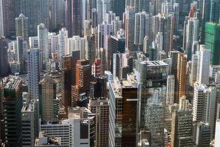 Aerial view of skyscraper in downtown, Hong Kong