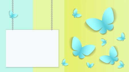 Paper art style, Abstract butterflies background for Valentine's Day concept. Vector illustration.のイラスト素材