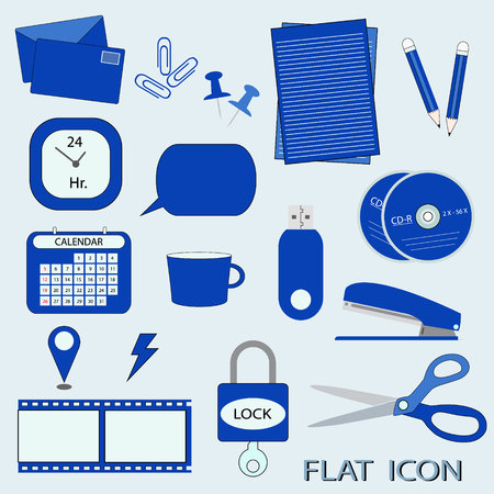 Set of office equipment and stationery icons, vector illustration eps10のイラスト素材