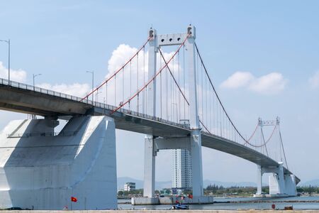 Da Nang, Vietnam - Mar 27, 2019 : The Thuan Phuoc Bridge is the largest suspension bridge in...