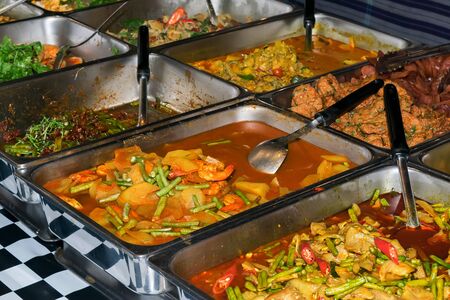 Rice and curry,  the staple daily Thai food of workers, usually sold in cookshops called street food...