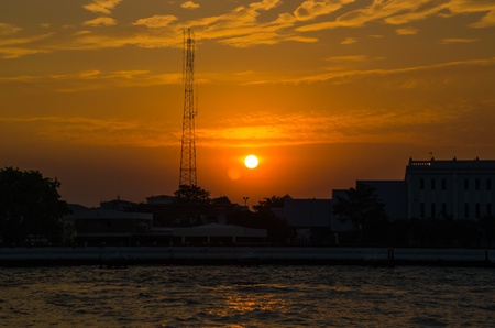 Sunrise at Chao-Phra-ya River の写真素材
