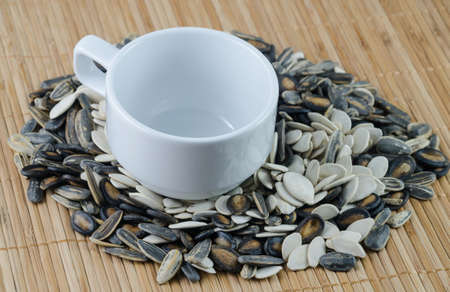 Watermelon seed on wood backgrounds.の写真素材