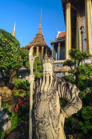 Stone statue in emerald temple.の写真素材
