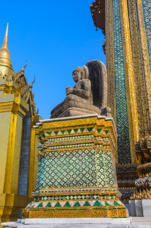 Statue monk around pavillion in emerald temple.の写真素材