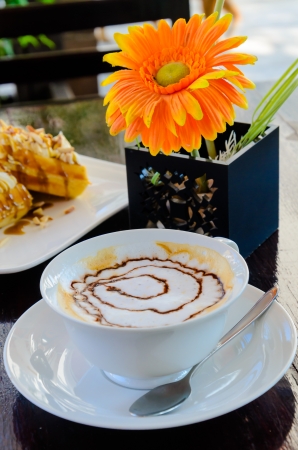 Hot coffe on the table.の写真素材
