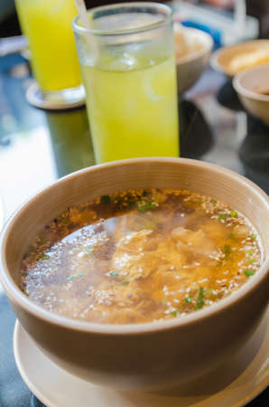 Egg soup at resturant.の写真素材