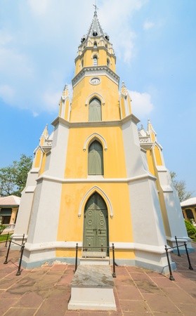 Beautiful yellow church  at ayutthaya province (Thailand.)の写真素材