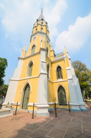 Beautiful yellow church  at ayutthaya province (Thailand.)の写真素材