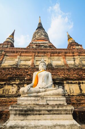 old big pagoda in mongkol temple at ayutthaya province (Thailand)の写真素材