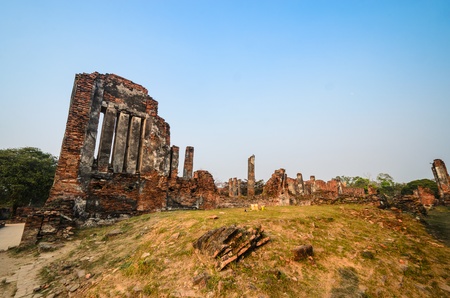 Old brick at the temple of thailand.