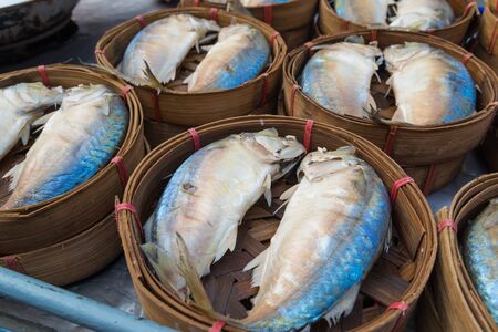 fish in the street market from thailand.の写真素材