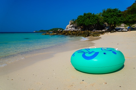 safety ring on the beachの写真素材
