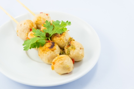 Meat ball on white backgrounds.の写真素材