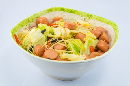 Noodles on white backgrounds.の写真素材
