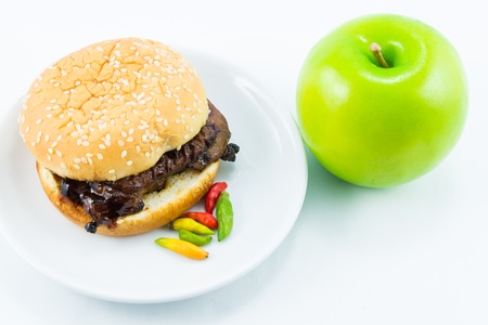 spicy hamburger&appleの写真素材