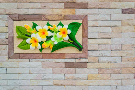 Stone brick wall texture and flower stone for backgrounds.