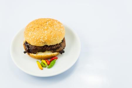 hamburger and chilliesの写真素材