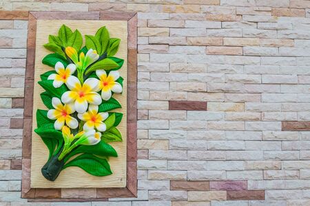 Stone brick wall texture and flower stone for backgrounds.の写真素材
