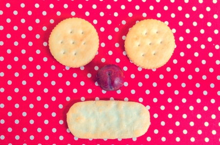 Smile biscuit process in vintage styleの写真素材