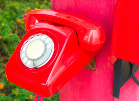 Red vintage telephoneの写真素材