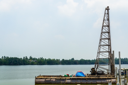 Crane underconstruction in bangkokの写真素材