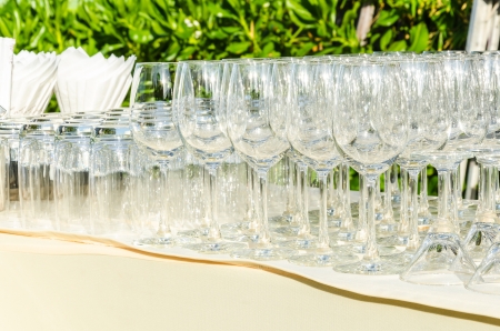 Wine glass on the tableの写真素材