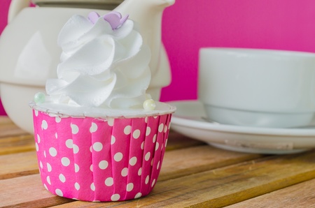 White cream Cupcakeの写真素材