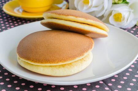 Pancake in white dishの写真素材
