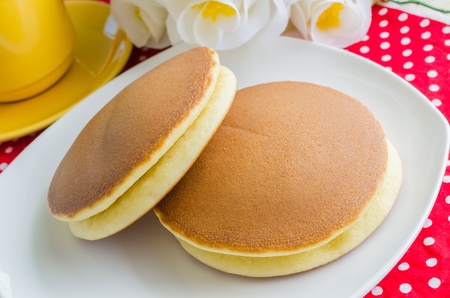 Pancake in white dishの写真素材