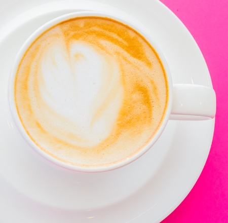 Hot coffee in white cupの写真素材
