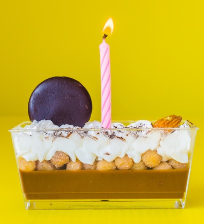 chocolate soft cake with almond and cookie