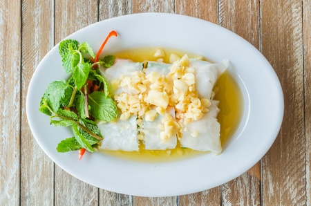 Spring rolls with garlic&lemon sauceの写真素材