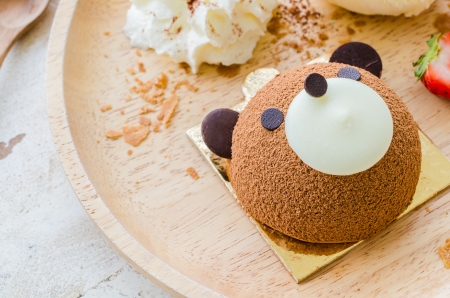 Dessert in the wood tableの写真素材