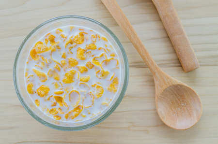 Cereal on the wood tableの写真素材