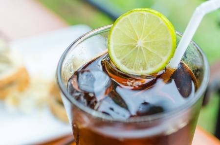 cola with lemonの写真素材