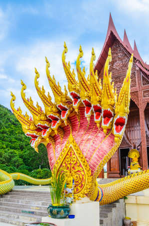 Thai temple and naga in Thailandの写真素材