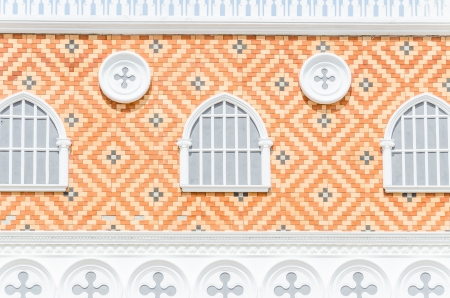 Beautiful window on color wallの写真素材