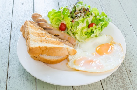 Breakfast on wood table