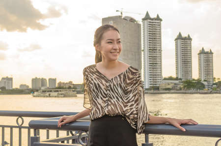 Girl smiling (Special effect to process)の写真素材