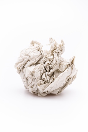 Wrinkle paper on white backgroundの写真素材