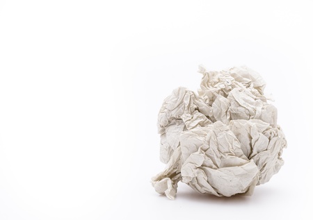 Wrinkle paper on white backgroundの写真素材