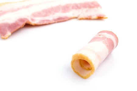Bacon on white backgroundの写真素材