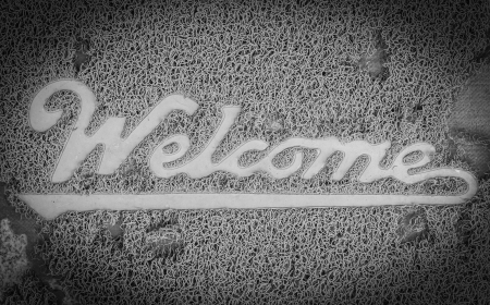 Welcome sign on towel foodの写真素材