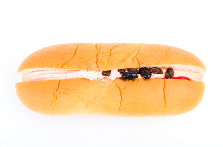 Raisin bread on white backgroundの写真素材
