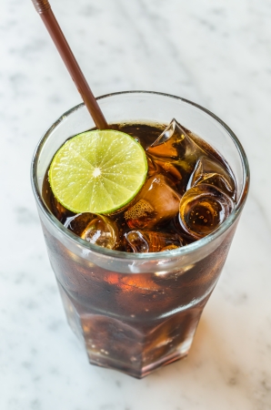 Carbonated drink with lemonの写真素材